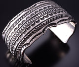 Silver Navajo Handstamped Wide Bracelet Cuff Stamped Cowboy 4E27A