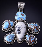 Silver & Golden Hills Turquoise Navajo Turtle Pendant by Erick Begay 5H03D