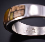 Size 12-1/2 Silver & Tiger Eye Multistone Navajo Inlay Mens Ring - Allen Tolino 5L05J