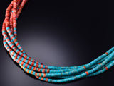 6-Strand Multistone Santo Domingo Pueblo Twirl Necklace by Mary Tafoya 6H06P