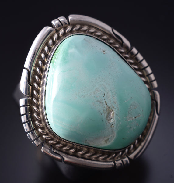 Size 5-3/4 Silver & Royston Turquoise Navajo Round Ring by Dave Skeets 5L07G