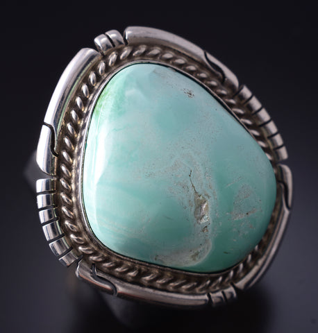 Size 5-3/4 Silver & Royston Turquoise Navajo Round Ring by Dave Skeets 5L07G