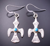 Silver & Turquoise Navajo Handmade Waterbird Earrings by Lorraine Chee 4A29T