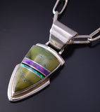 Vintage Silver Multistone Navajo Inlay Arrowhead Pendant Albert Francisco 5K17W