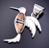 Silver Multistone Navajo Inlay Hummingbird Pendant by TSF 3L08A