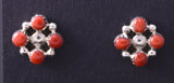 Silver & Coral Zuni Petty Point Inlay Earrings by Florency Lucio 3H02L