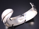 Vintage Silver Navajo Handstamped Eagle Feather Bracelet - Douglas Etsitty 6A03T