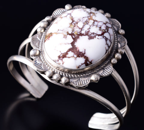 Silver & Wildhorse Stone Navajo Handmade Bracelet by Donovan Nez 5L20Q