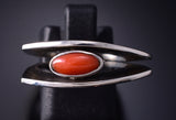 Vintage - Size 6 Silver & Coral Navajo Handmade Balance Ring 5J29W