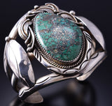 Vintage Silver & Turquoise Eagle Feathers Navajo Bracelet stamped SD 6F09U