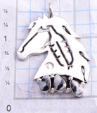 Silver & White Buffalo Turquoise Navajo Handmade Horse Feather Pendant by Robert Vandever 3F19Z