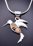Silver Multistone Navajo Inlay Hummingbird Pendant by TSF 3L08A
