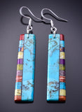 Kingman Turquoise Santo Domingo Handmade Earrings by Mary Louise Tafoya 3G07N