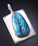 Reversible Silver & Turquoise Navajo Mother & Child Pendant by Ravis Henry 5L10G
