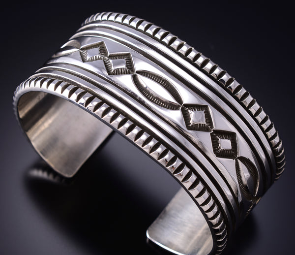 Silver Navajo Handstamped Bracelet Cuff by Erick Begay 6H16G