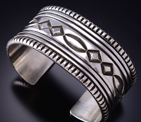 Silver Navajo Handstamped Bracelet Cuff by Erick Begay 6H16G