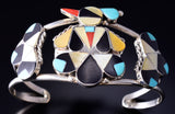 Silver & Turquoise Multistone Zuni Inlay T-Bird Bracelet by Allison Dishta 5L20R