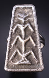 Size 9-1/2 Silver Navajo Tufacast "The Tree of Life" Long Ring Ravis Henry 5L10E