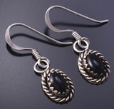 Small Black Onyx Dangle Earrings Navajo Handmade 4H28A
