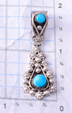 Silver & Turquoise Zuni Handmade Flowers Pendant by Verdi Booqua 3G03R