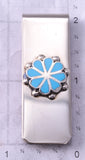 Silver & Turquoise Zuni Inlay Flower Money Clip by Pino Yuni 5B06O