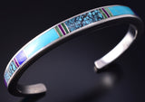 Silver & Turquoise Multistone Navajo Inlay Bracelet by SS 5F10F