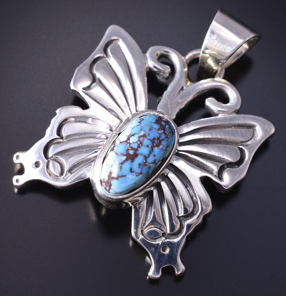 Silver & Golden Hills Turquoise Navajo Butterfly Pendant Jeremy Delagarito 5L13V