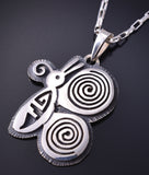 Silver Hopi Handmade Butterfly Pendant by Gerald Lomaventema 5H25V