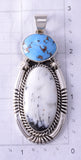 Silver & Golden Hills Turquoise White Buffalo Navajo Pendant - Erick Begay 5F30L
