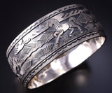 Silver Navajo Free Horse Storytelling Bangle Bracelet by June Defauito 5J29E