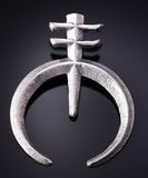 Silver Navajo Tufacast Naja Isleta Cross Pendant by Gary Custer 4F23H