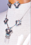 Zuni Inlay Thunderbird 3 piece Silver Necklace Set by Adrian Wallace 5L23D