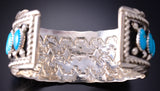 Silver & Kingman Turquoise Navajo Bracelet by Brian Jones 6H25A