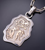 Vintage Silver & 14k Gold Dancing Kokopelli Navajo Pendant by Jack Tom 6D27V