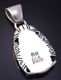 Silver & Turquoise w/ Opal Navajo Inlay Pendant by RH 5G22Z