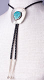 Vintage Sterling Silver & Turquoise Nugget Bolo Tie - Navajo 5L23Y