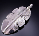 Silver Navajo Handmade Eagle Feather Pendant by Aaron Davis 3D06M