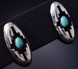 Silver & Turquoise Navajo Basket Design Earrings by Felix Perry 5G18E
