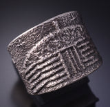 Size 8-1/4 Silver Navajo Tufacast Our Hogan HOME Ring by Darryl Dean Begay 5B19T