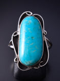 Vintage Size 7-1/4 Silver & Turquoise Flow Navajo Ring 5K17S