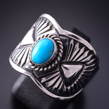 Size 9 Silver & Turquoise Navajo Concho Ring by Derrick Gordon 4C31P