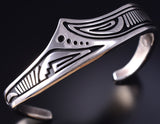 Vintage Silver Navajo Handmade Harmony Design Bracelet by Steven Begay 5G12B