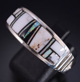 Size 13-1/4 Silver & White Buffalo Turquoise Navajo Inlay MENS Ring Rick Tolino 5L05V