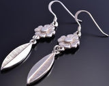 All Silver Flowers & Feathers Navajo Earrings by Erick Begay 8G30H