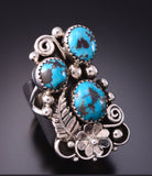 Size 8-1/2 Silver & Turquoise Eagle Feather Navajo Ring by Samantha Livingston 3F22N