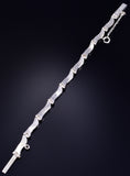 Silver & Turquoise Multistone Navajo Inlay Link Bracelet by Rose Ann Long 5L20U