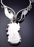 Vintage Silver & Lapis Navajo Necklace by Les Baker and Jim Spence 6F22Y