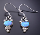 Silver & Opal Navajo Handmade Dangle Earrings by Gerald Joe 6G29M