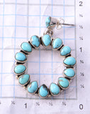 Silver & Kingman Turquoise Navajo Handmade Concho Earrings 3F12B