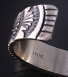 Silver Navajo Handmade Concho Men's Bracelet by Jarrold Tahe 5J18A
